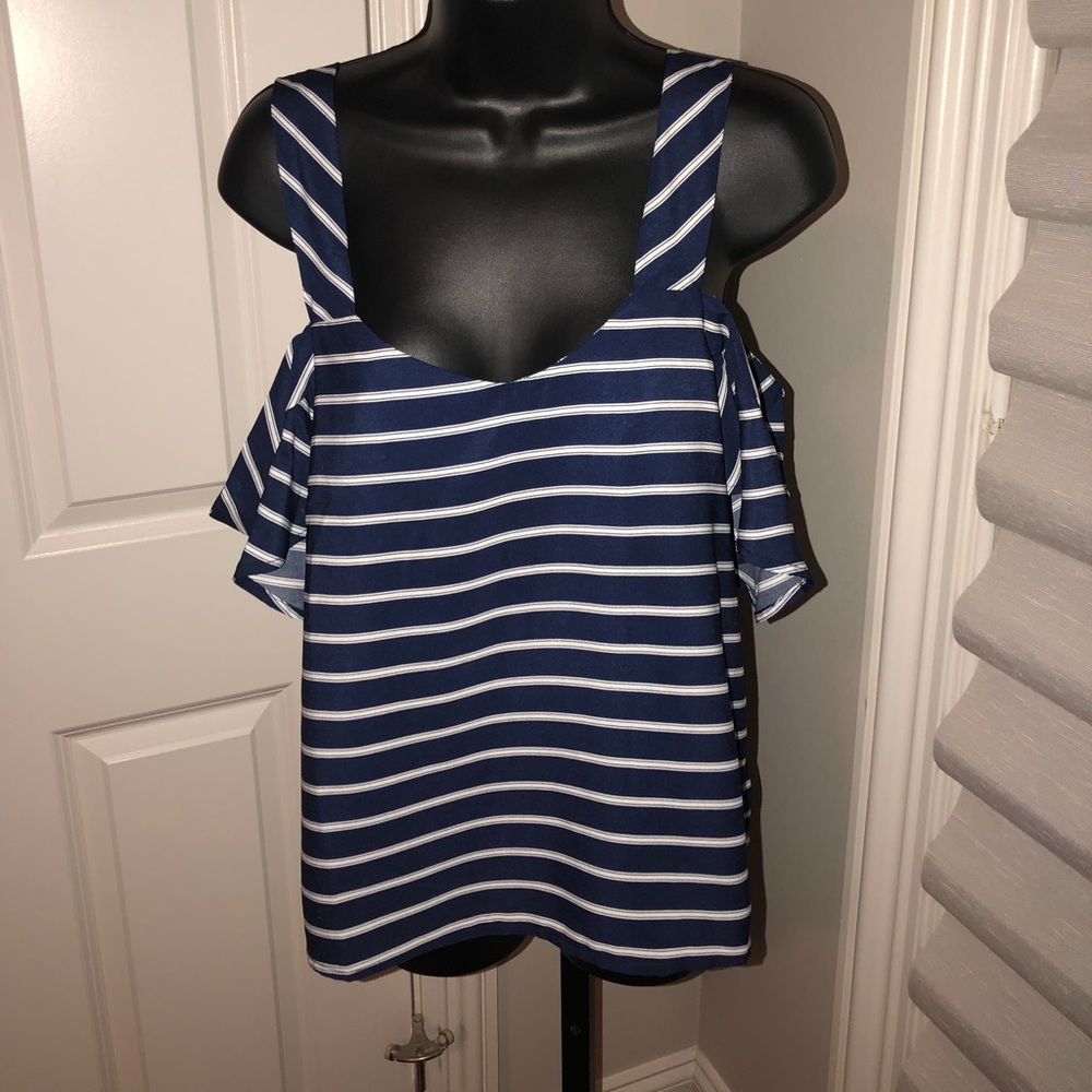 Open Shoulder Striped Top